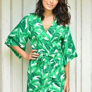 Piyama Short Kimono Robe Banana Leaf Design in s/m